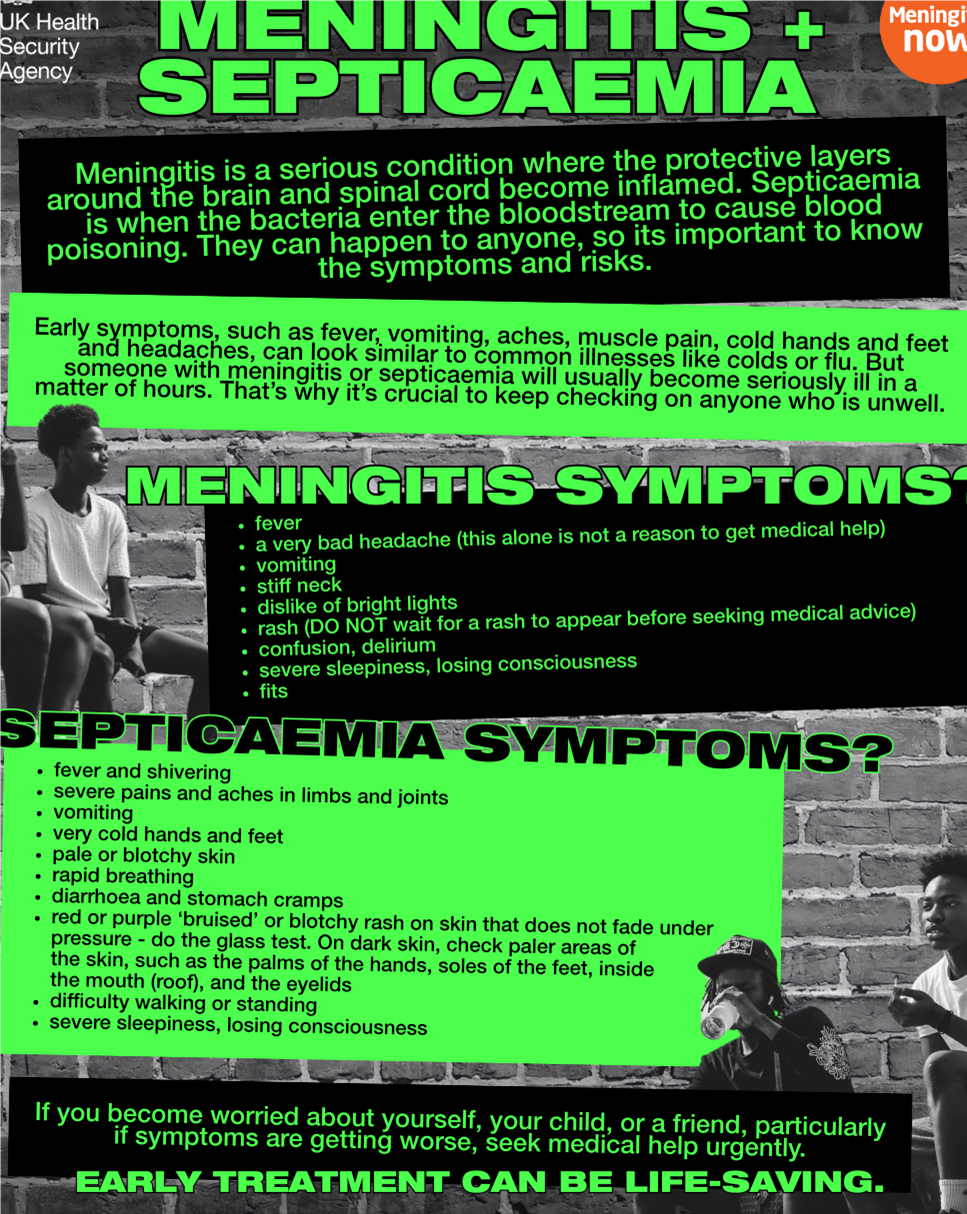 meningitis + septicaemia symptoms